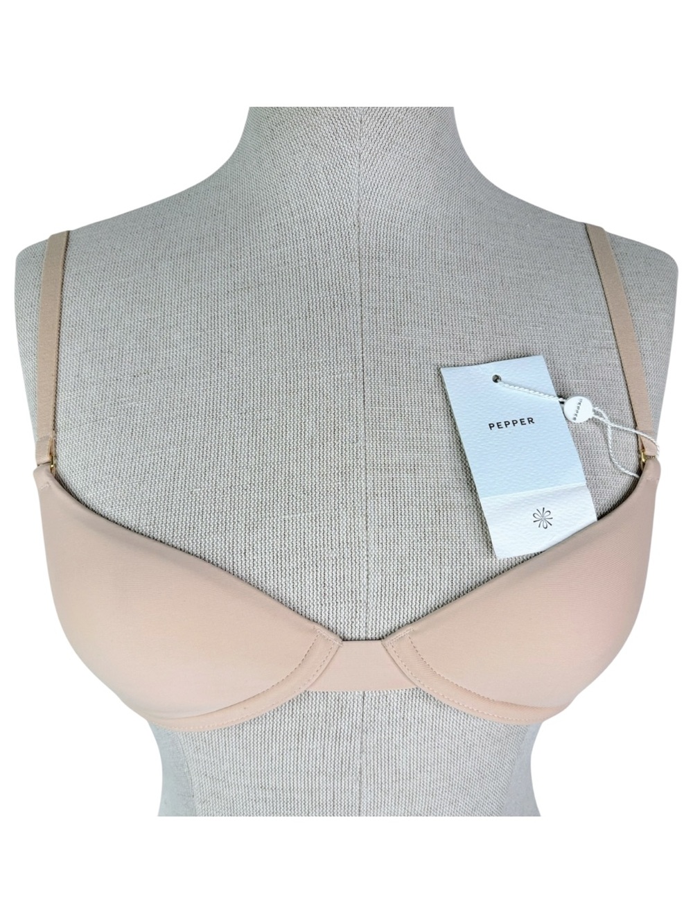 NWT Pepper Ultimate Contour T-Shirt Bra sz 30B * Buff Beige Underwire Demi Cup